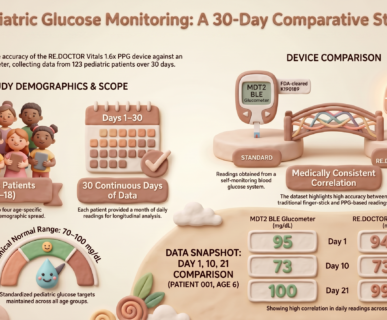 RE.DOCTOR Vitals PPG device in monitoring blood glucose (BG) levels across a diverse pediatric population.